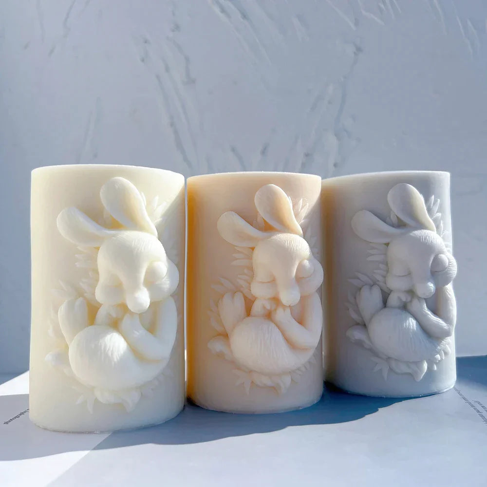 Easter Bunny Pillar Candle Mould Silicone