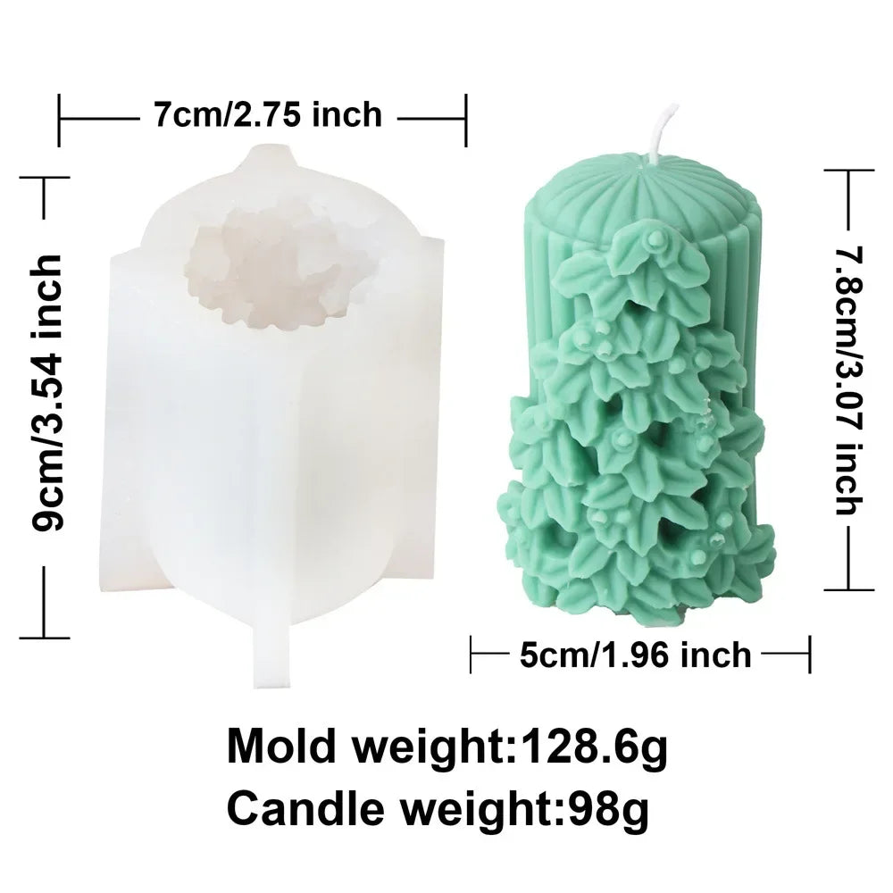 Christmas Cylindrical Candle Silicone Mould - Tree