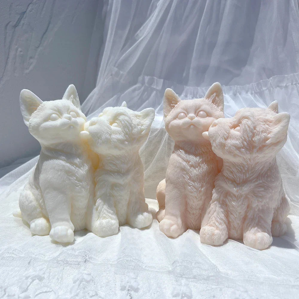 Dog Kiss Cat Candle Silicone Mould