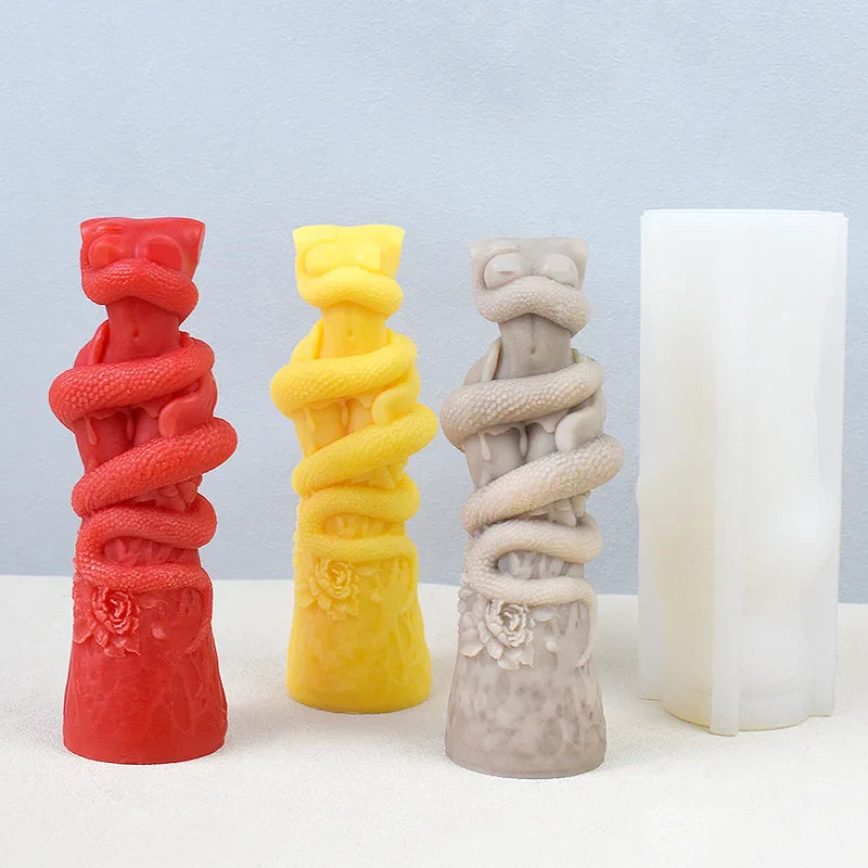 Snake Wrapped Women Body Pillar Silicone Candle Mould