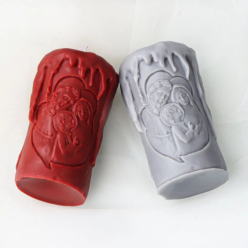 Cylindrical Jesus Family Candle Mould