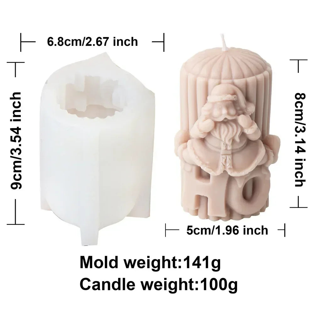 Christmas Cylindrical Candle Silicone Mould - Santa
