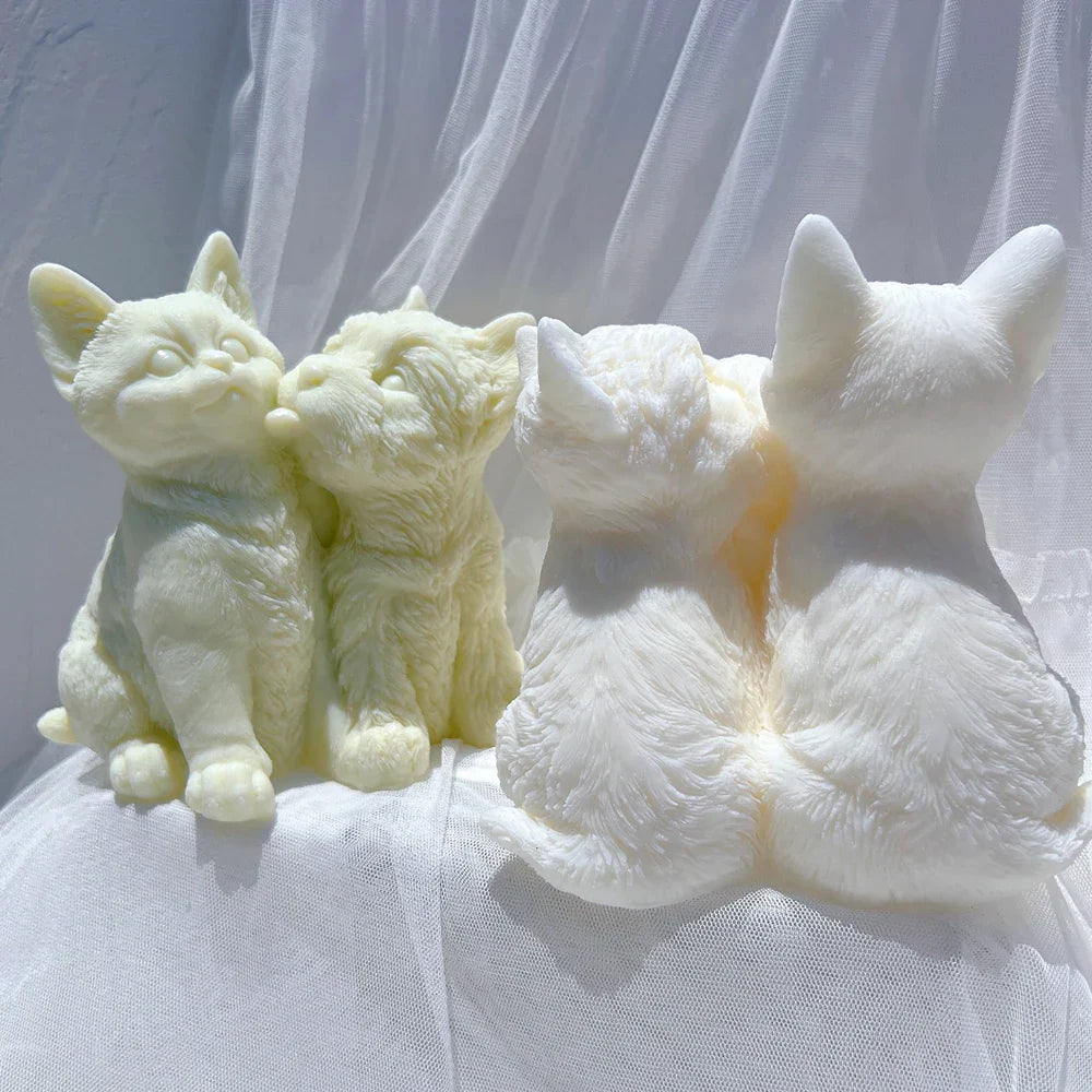 Dog Kiss Cat Candle Silicone Mould
