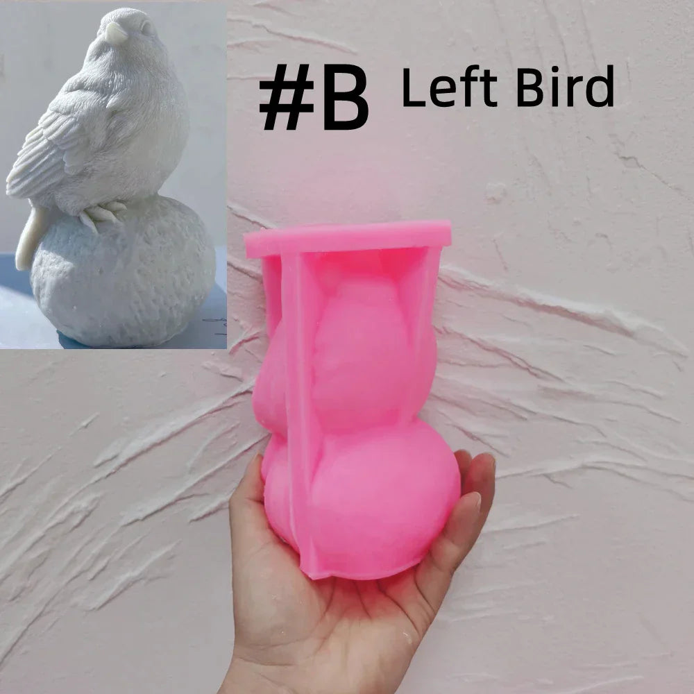 Sitting On Stone Bird Silicone Candle Mould