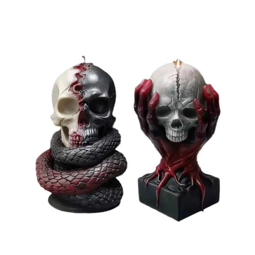 Halloween Handheld Rose Skull Candle Mould