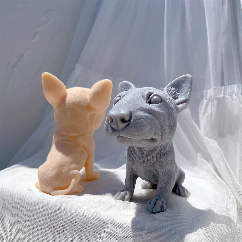 Bullhead Terrier Statue Candle Silicone Mould