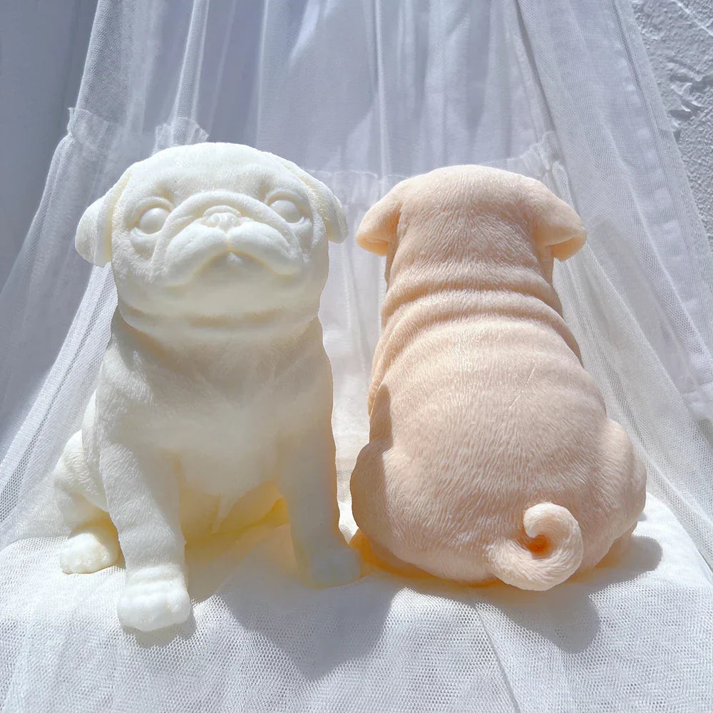 Sitting Pug Dog Candle Mould