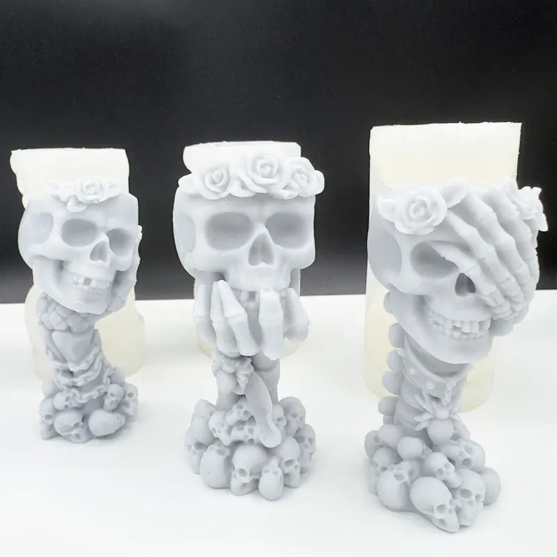 Halloween Skull Rose Candle Mould