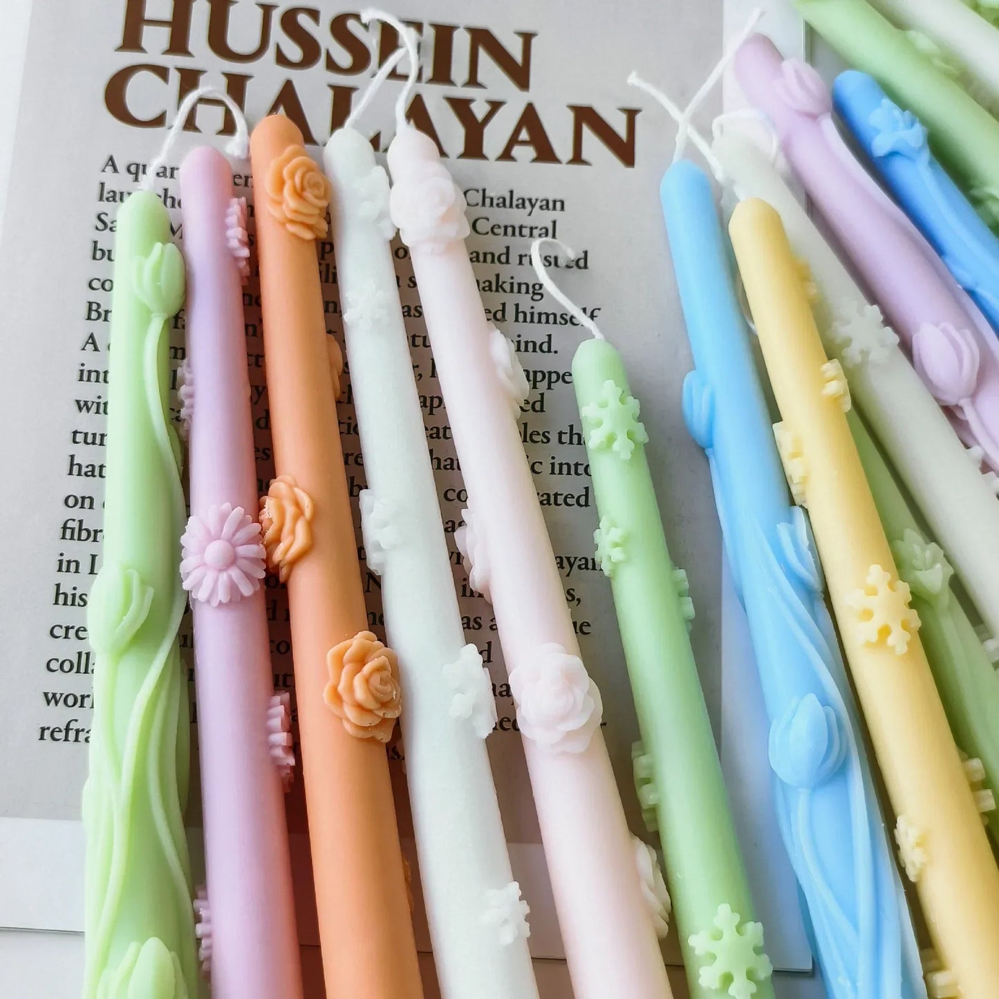 Flowers Pattern Candle Stick Silicone Mould