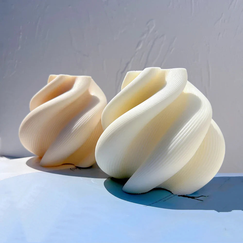 Big Size Geometric Wave Twirl Candle Mould
