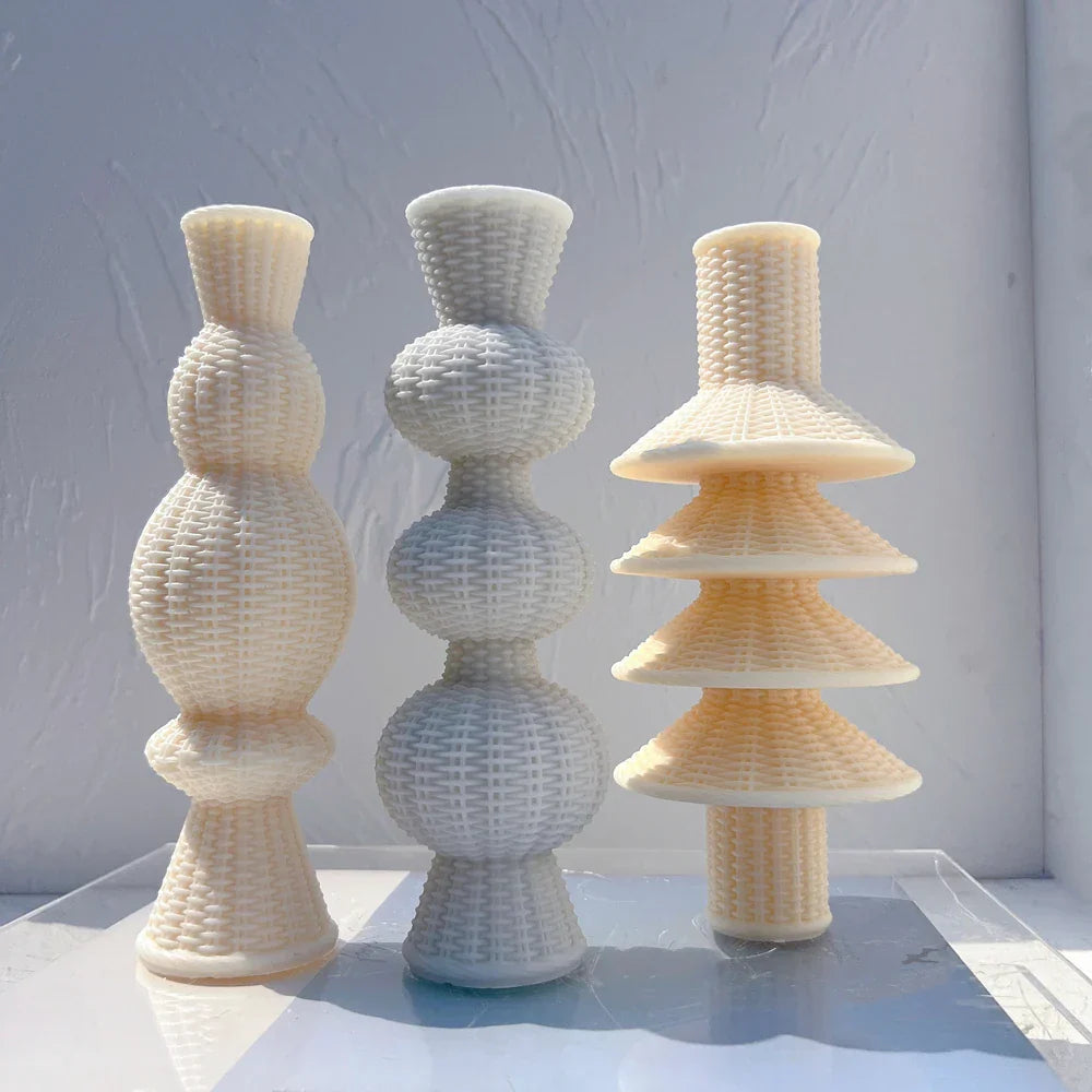 24CM Tall Weave Pillar Candle Mould