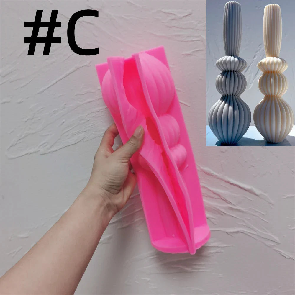 Geometric Abstract Decorative Striped Tall Candle Silicone Mould