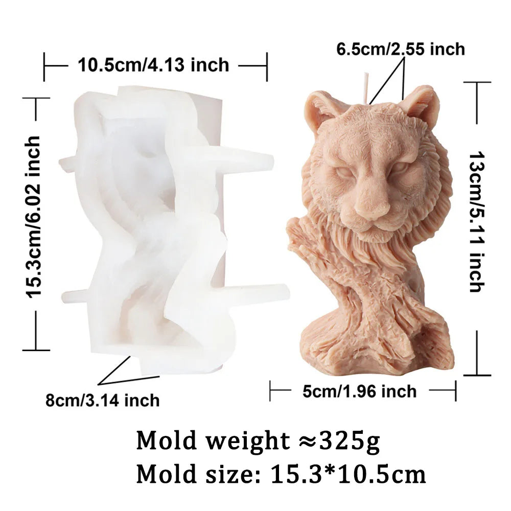 Tiger Head Tree Stump Silicone Candle Mould