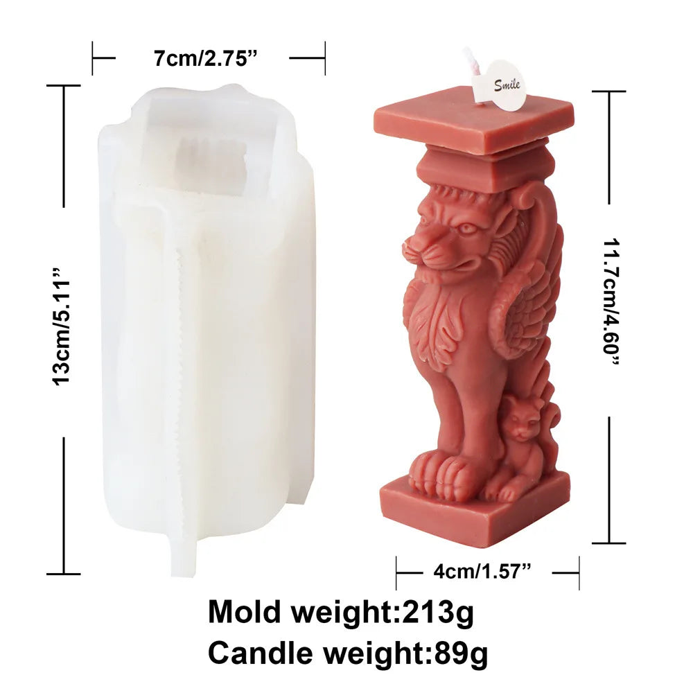 Horse Head Lion Roman Pillar Candle Mould