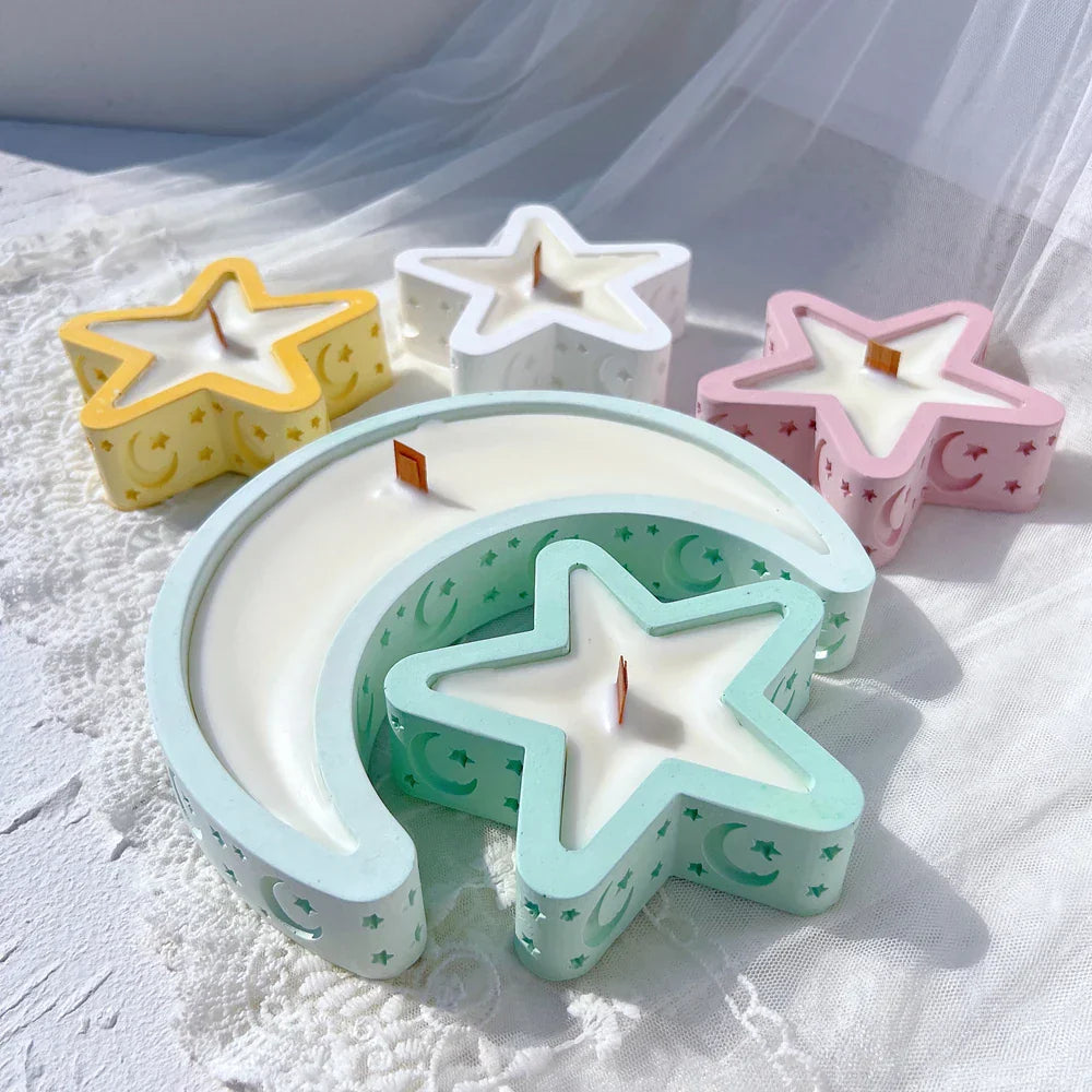 Eid Mubarak Candle Vessel Mould - Moon & Star