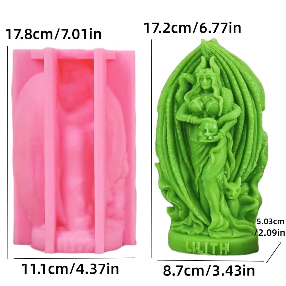 Lilith Goddess Statue Candle Mould Silicone