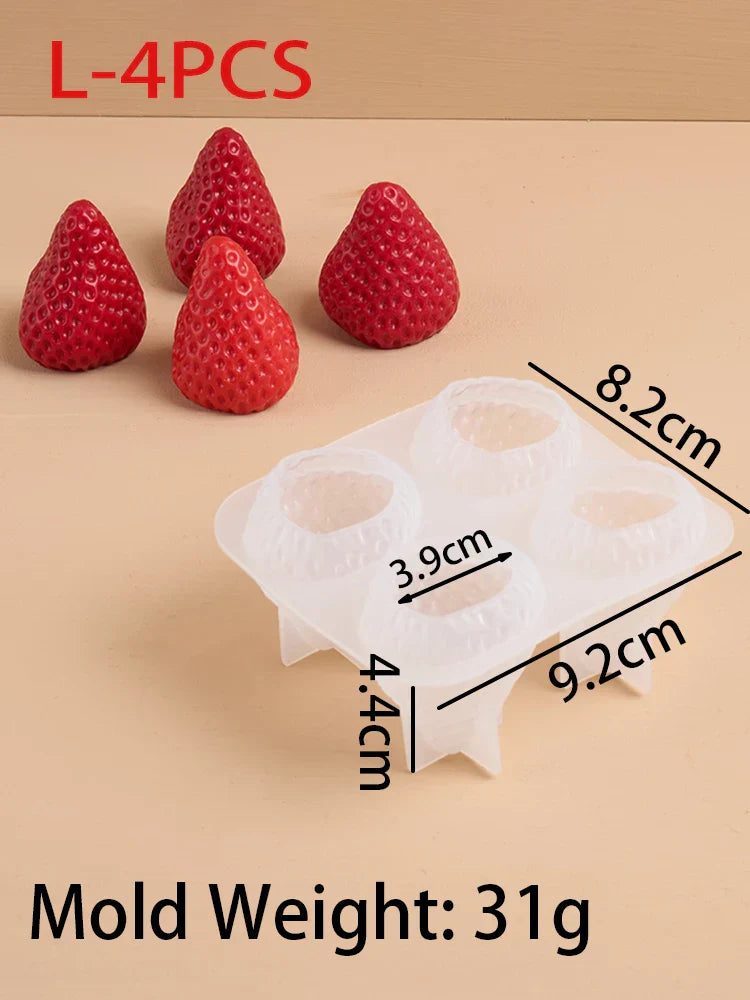 Strawberry Shaped Silicone Candle Mould 4PCS/1PC S/M/L