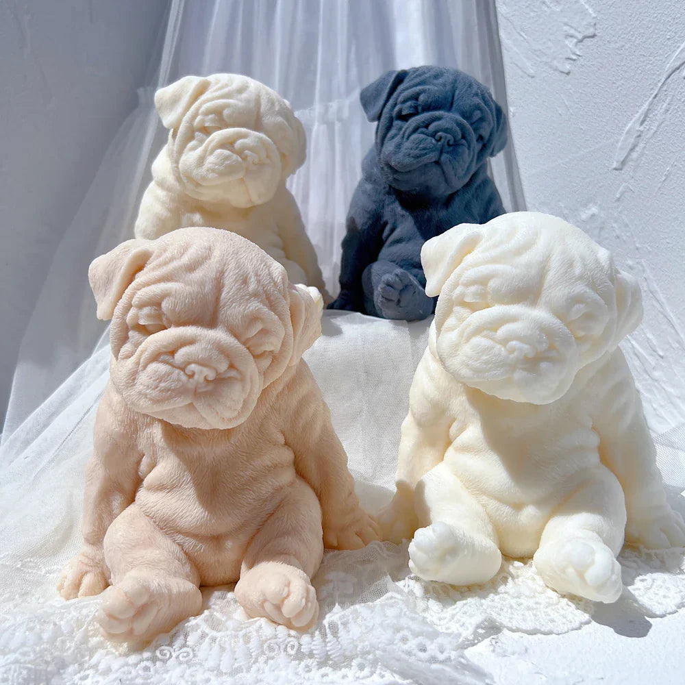 Sitting Sleeping Bulldog Puppy Candle Mould