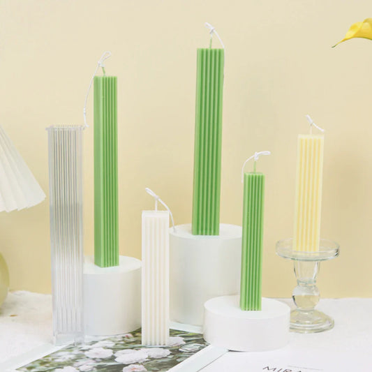Ribbed Rectangular Pillar Candle Mould