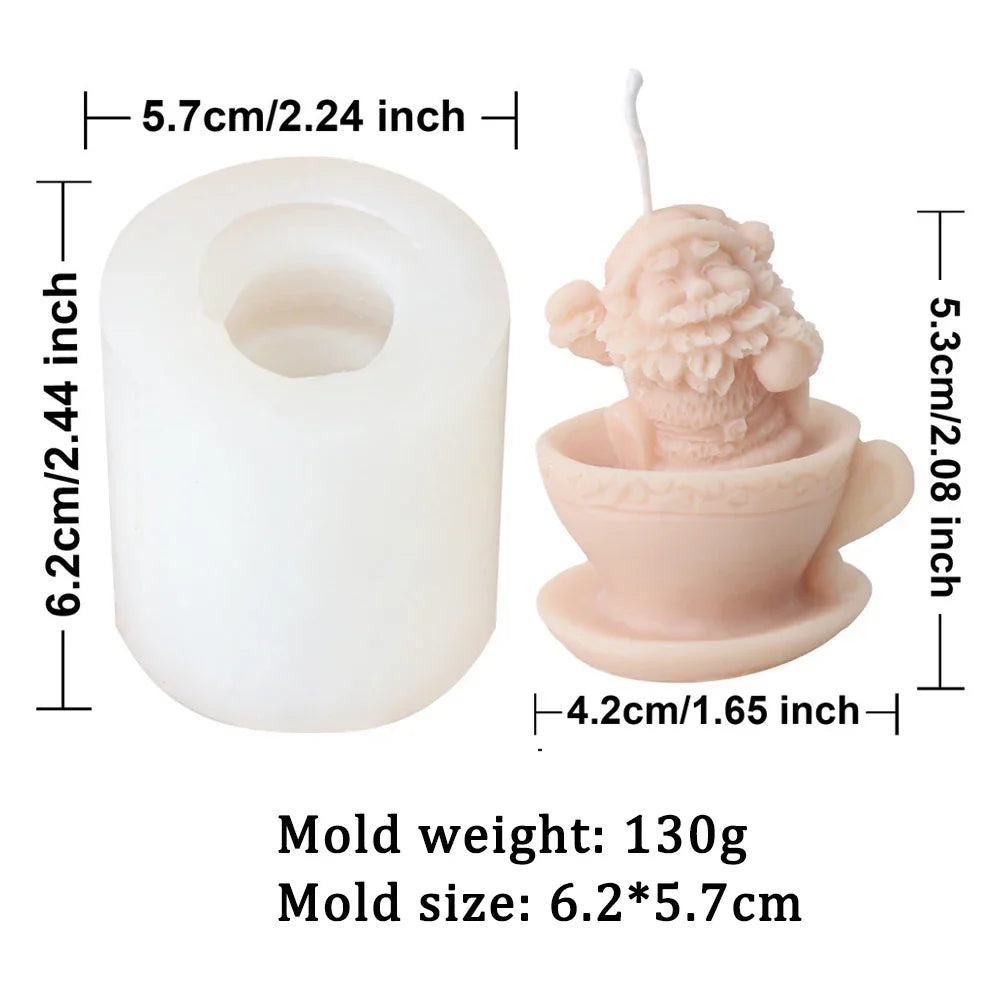 Christmas Mini Santa Cups Silicone Candle Mould - 8 Style