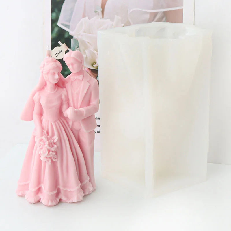 Bride and groom Wedding Ceremony Candle Mould Silicone