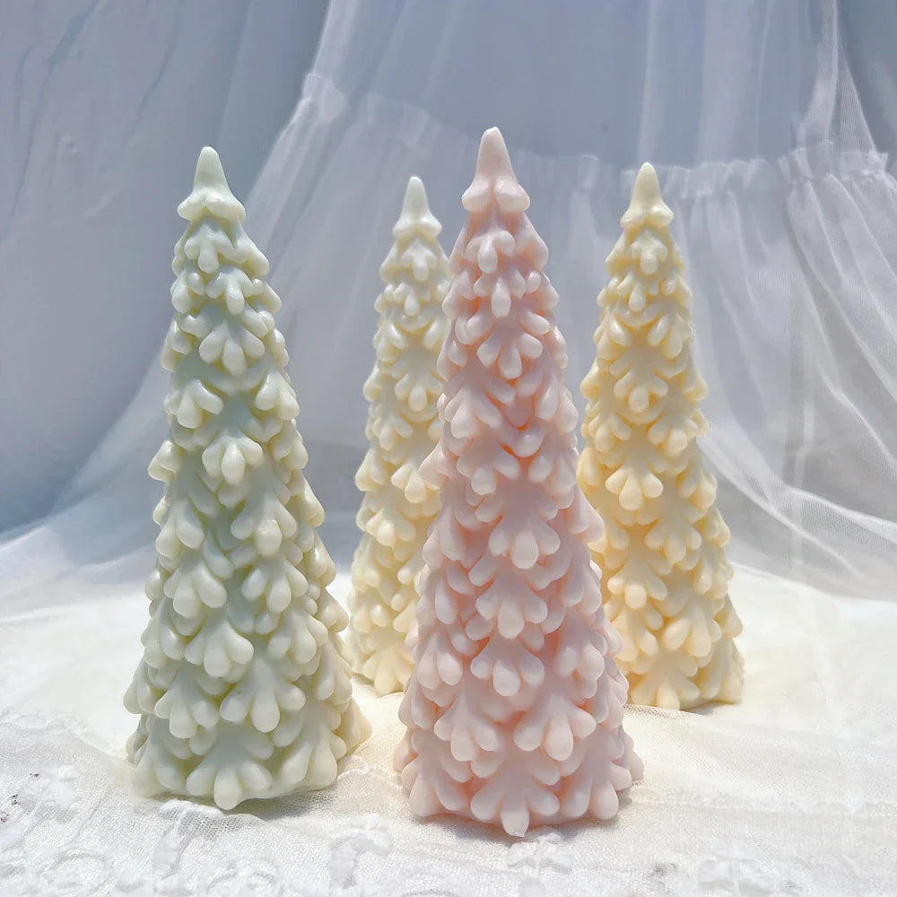 27.2CM Snow Covered Pine Christmas Tree Silicone Candle Mould