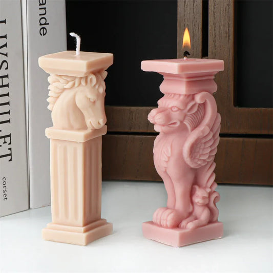 Horse Head Lion Roman Pillar Candle Mould