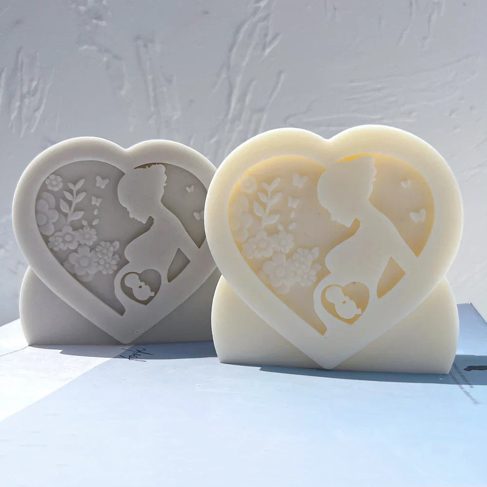 Heart Shaped Figurine Mother Candle Mould