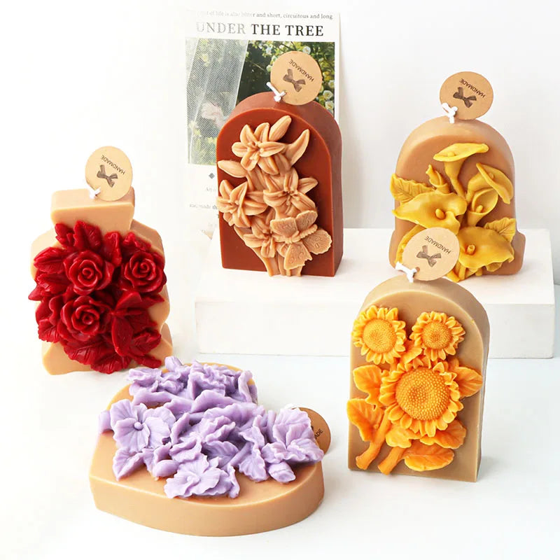 3D Flower Shape Scented Candle Silicone Mould