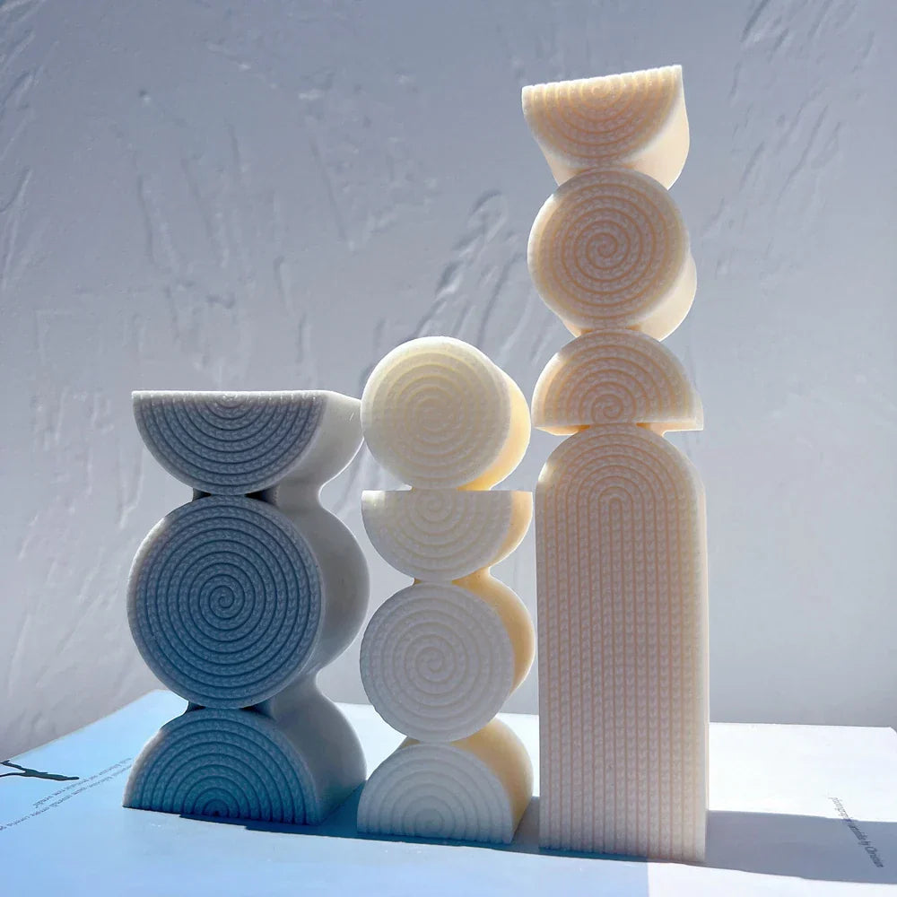 Fluted Swirl Twist Fancy Boho Rainbow Arch Candle Silicone Mould