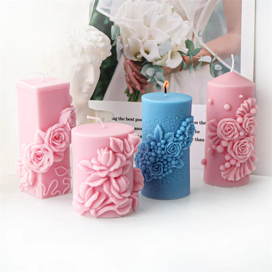 Rose Column Candle Silicone Mould
