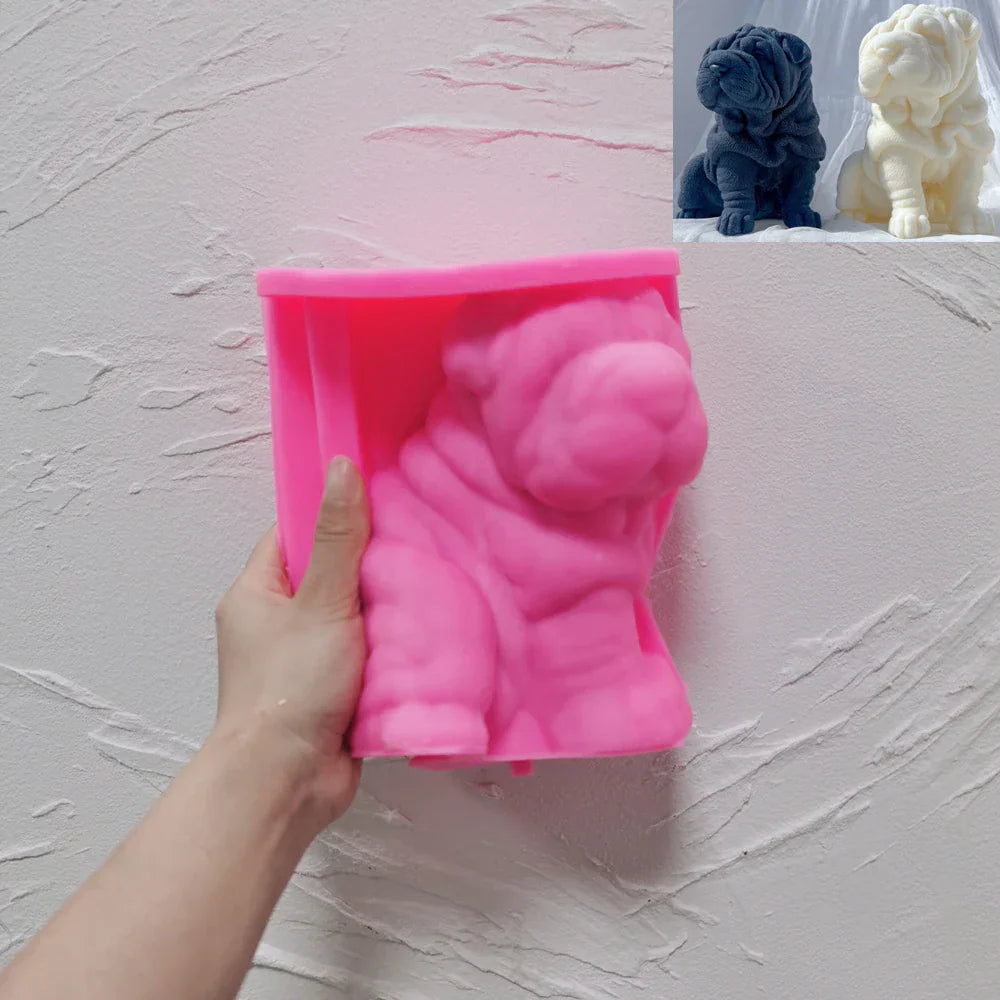 Shar Pei Dog Puppy Silcione Candle Mould