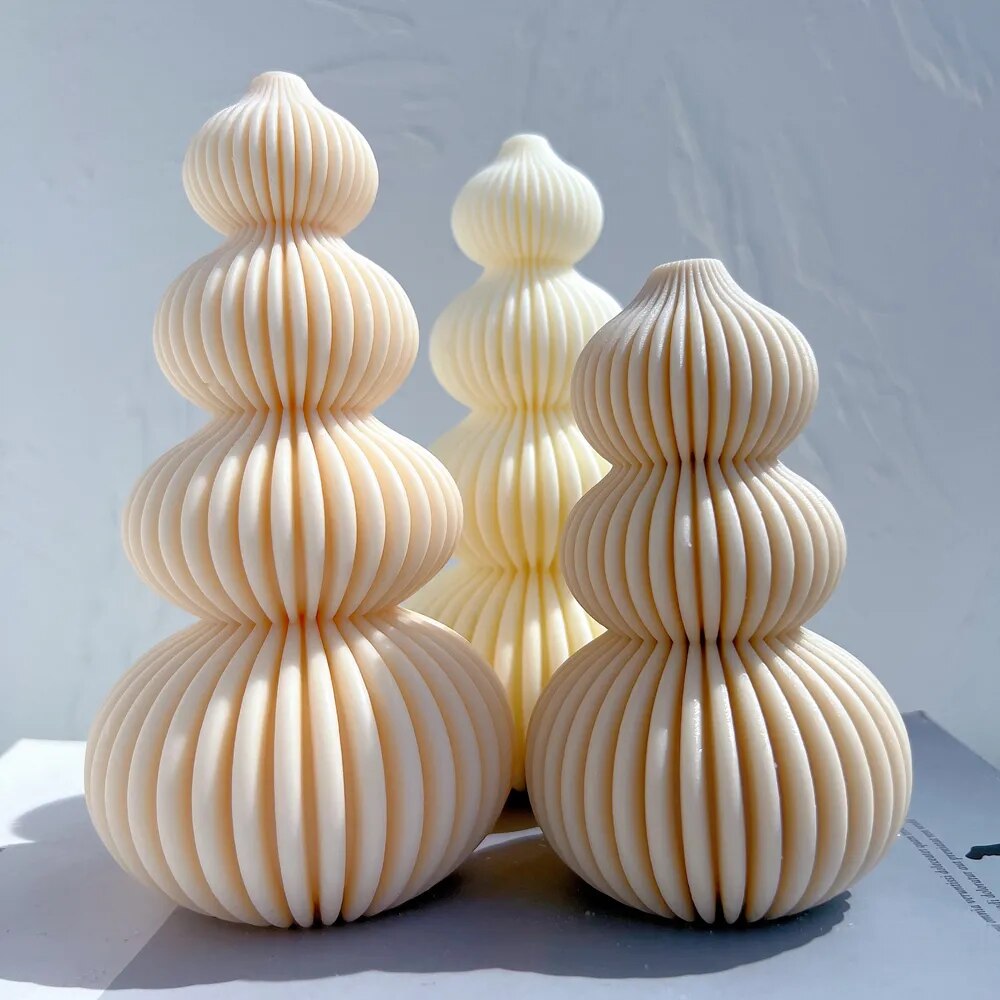 Ball Ribbed Christmas Tree Candle Moulds