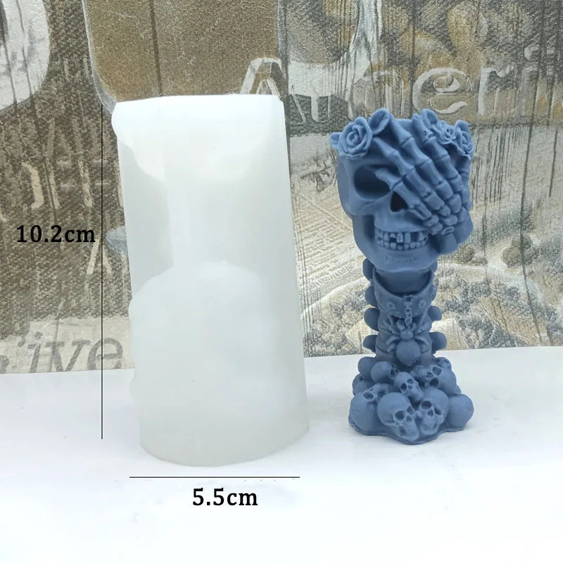 Halloween Skull Rose Candle Mould