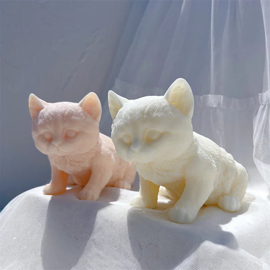 Kitten Sitting Statue Silicone Candle Mould