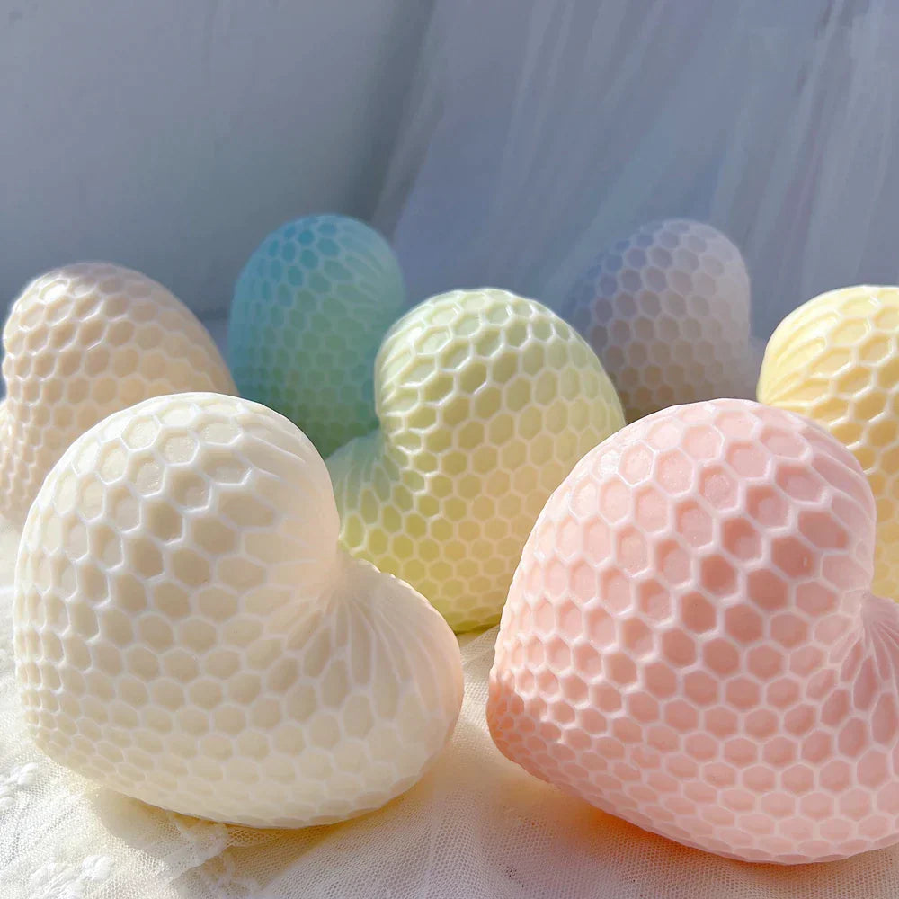 Honeycomb Pattern Heart Shape Candle Mould