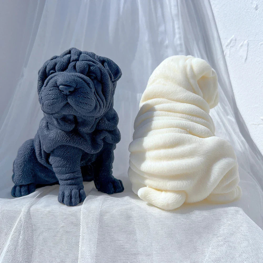 Shar Pei Dog Puppy Silcione Candle Mould