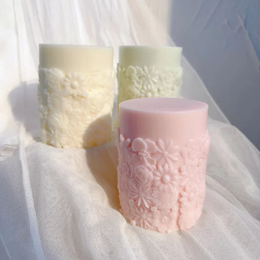 Flower Pillar Candle Mould for Floral Home Decor