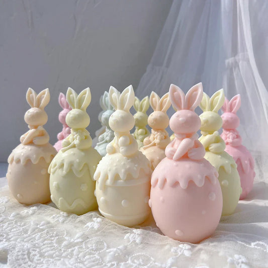 Three Designs Easter Egg Rabbit Silicone Candle Moulds