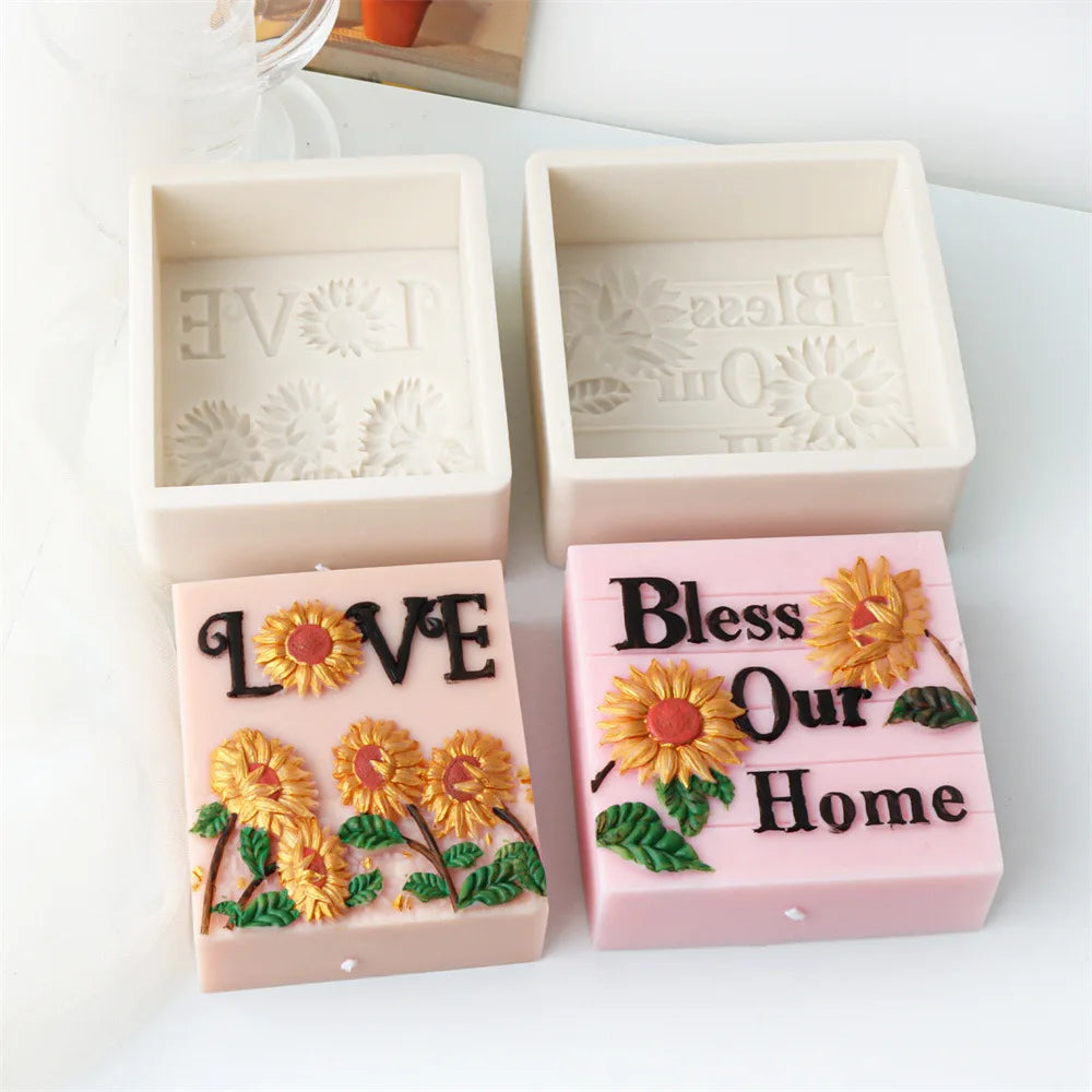 Sunflower Letters Slogan Candle Mould