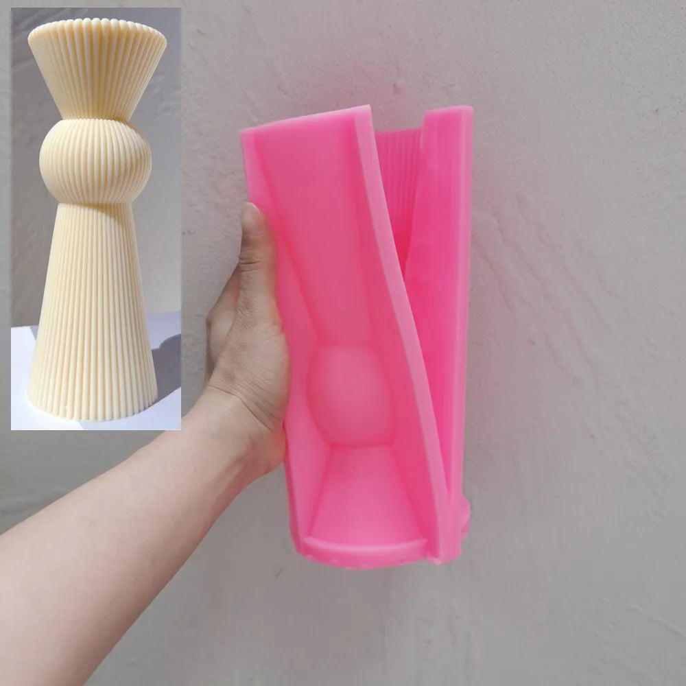 Aesthetic Roman Ribbed Pillar Candle Mould