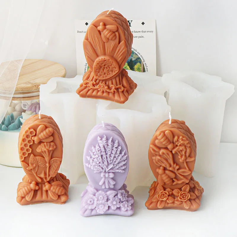 Flowers and Bees Candle Silicone Mould