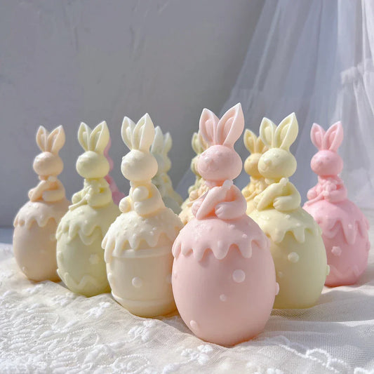 Three Designs Easter Egg Rabbit Silicone Candle Moulds