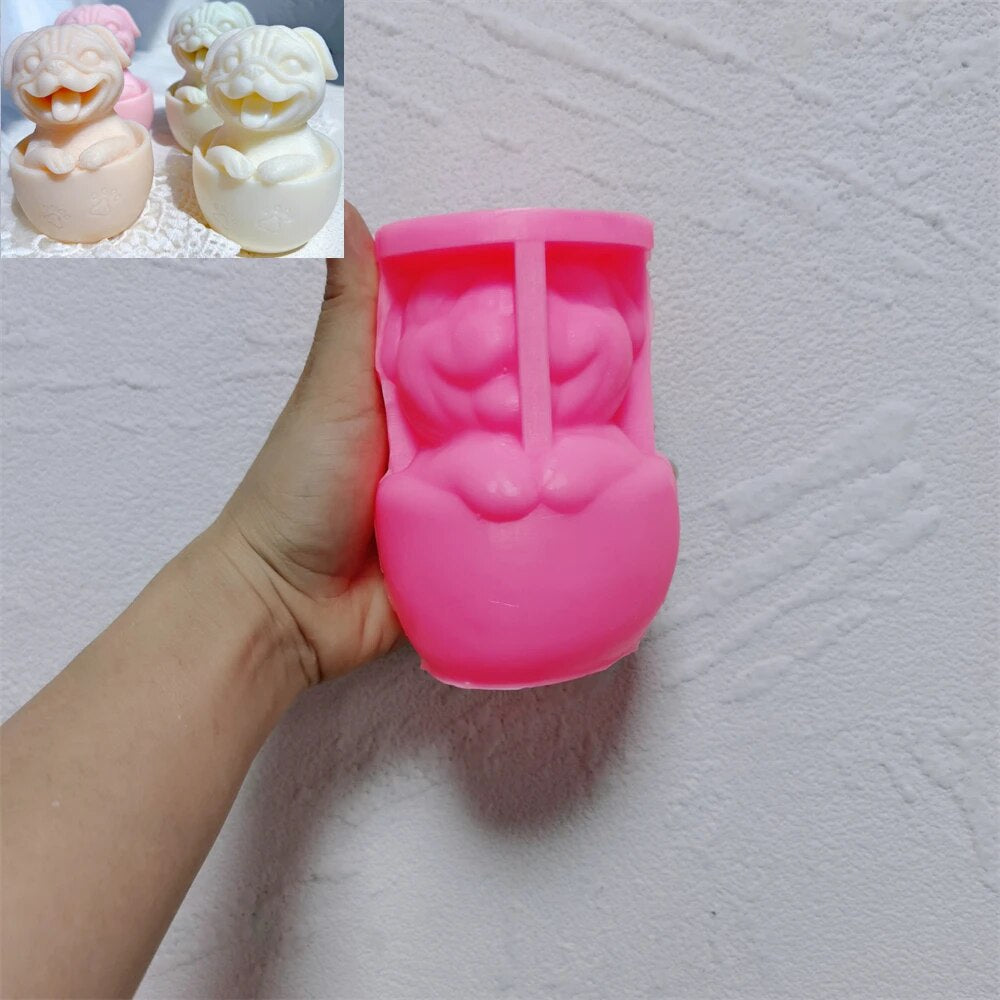 Cute Cup Dog Candle Silicone Mould