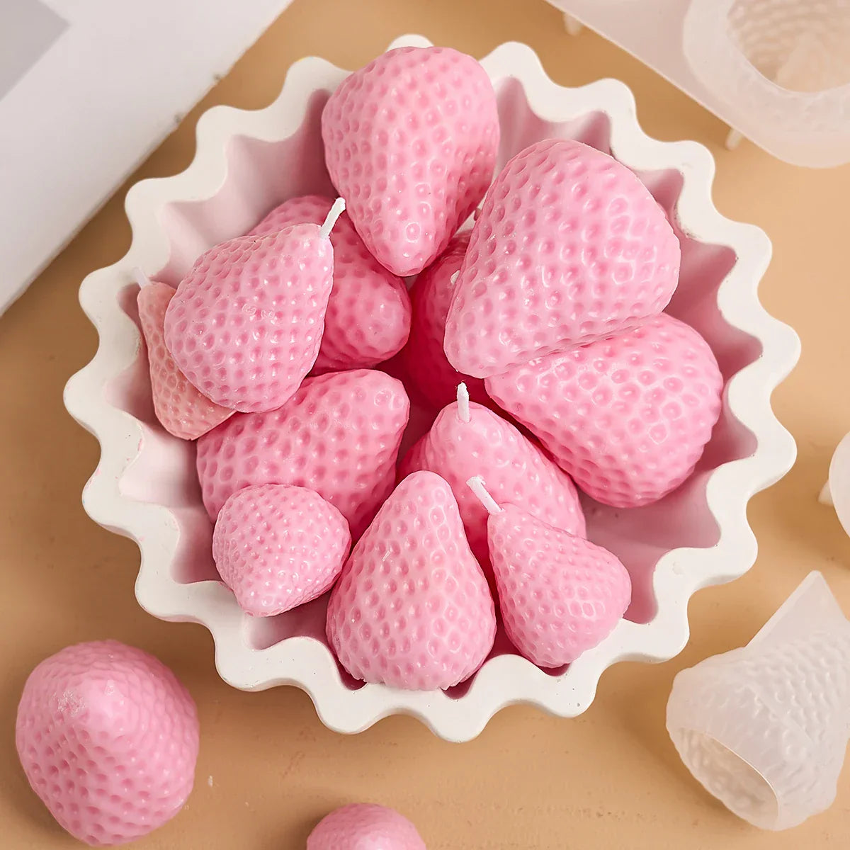 Strawberry Shaped Silicone Candle Mould 4PCS/1PC S/M/L