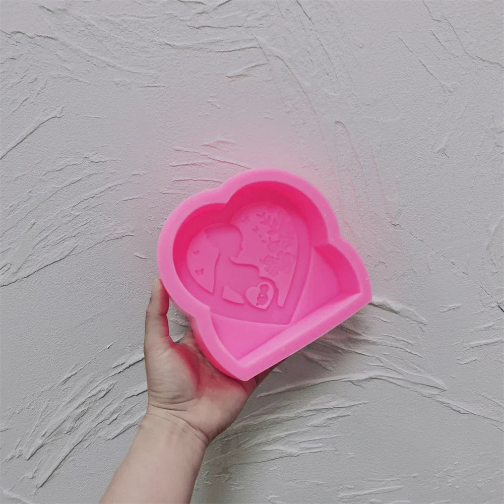 Heart Shaped Figurine Mother Candle Mould