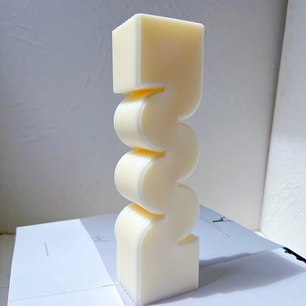 Aesthetic Wave Stripped Pillar S Shape Candle Mould
