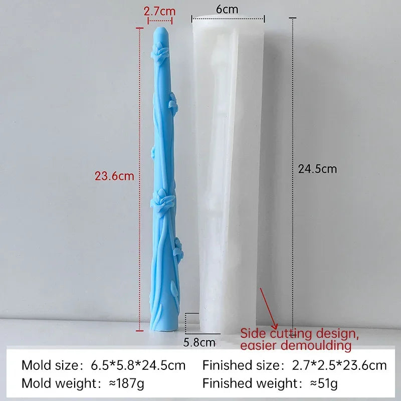 Flowers Pattern Candle Stick Silicone Mould