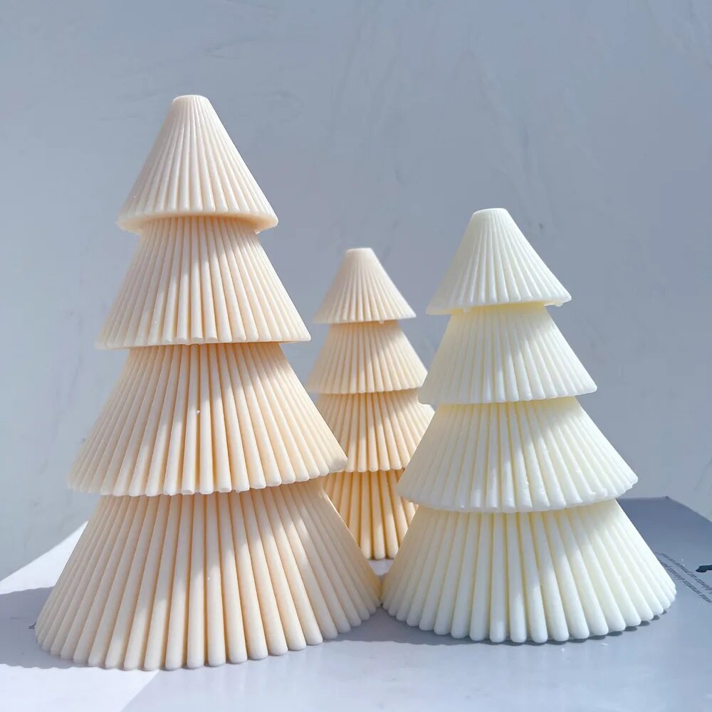 Ball Ribbed Christmas Tree Candle Moulds