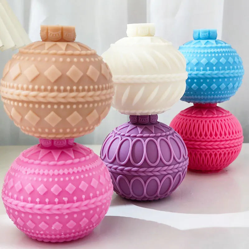 Rococo-style Linear Ball Baubles Candle Mould